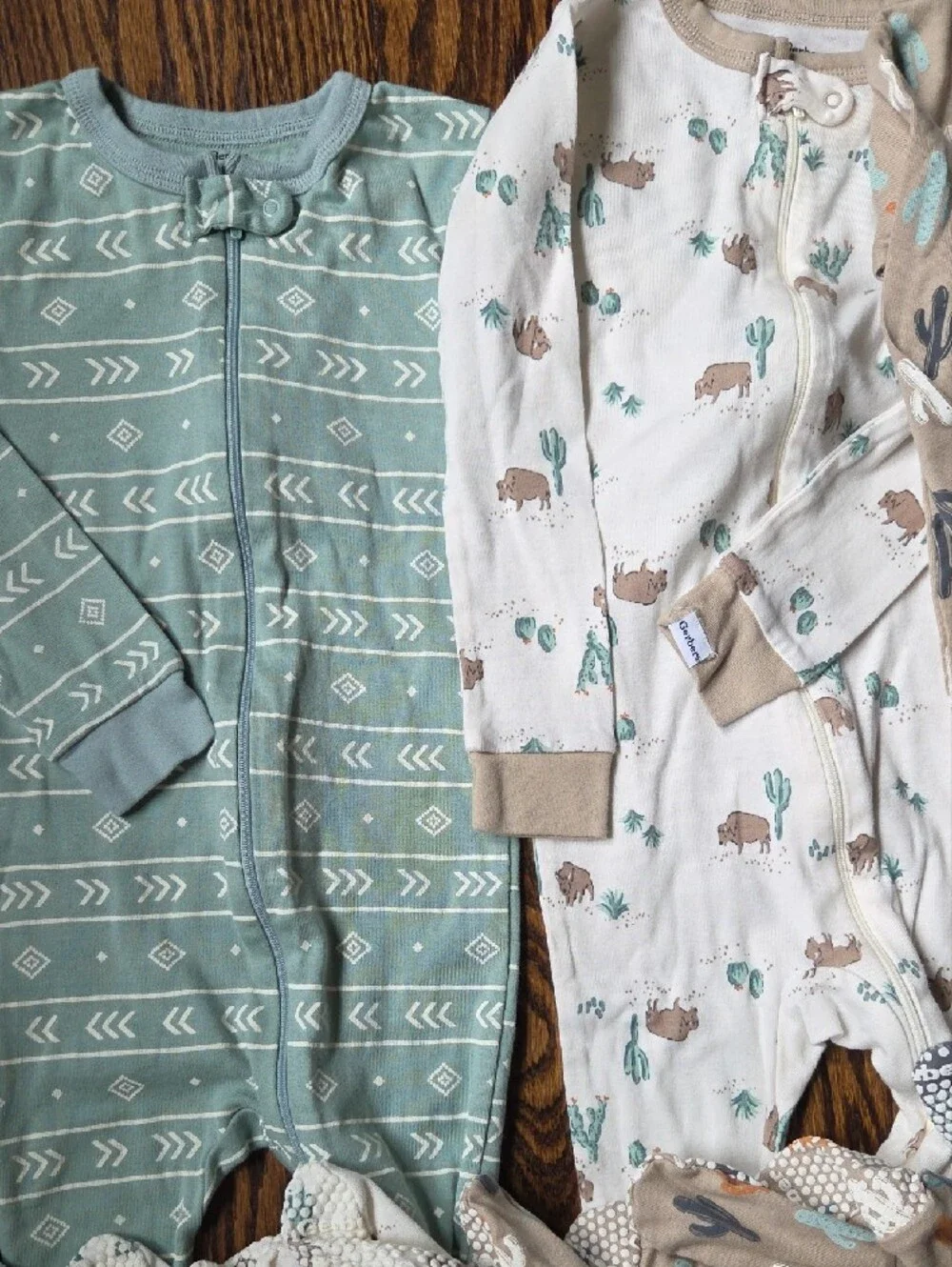 Gerber Pajama Bundle - Sage, Cream & Light Blue 4t